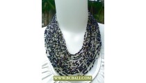 Mix Beaded Multi Strand Fashion Necklace with Buckle